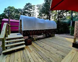 Rustic Wagon Glamping Hot Tub