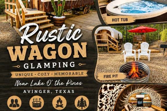 Rustic Wagon Glamping Hot Tub - Image 1