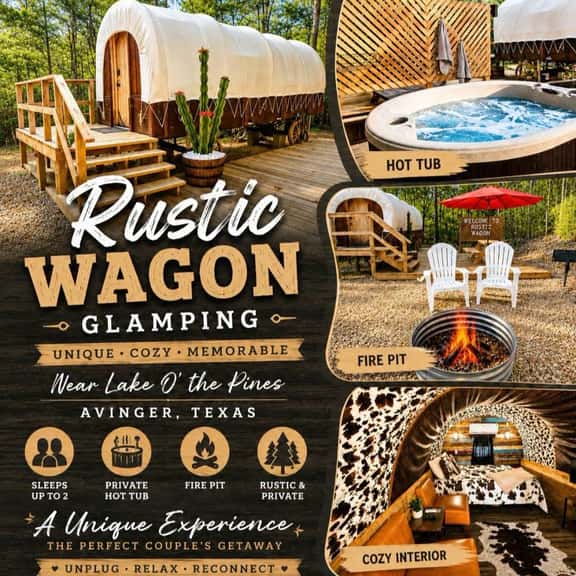 Rustic Wagon Glamping Hot Tub - Image 1