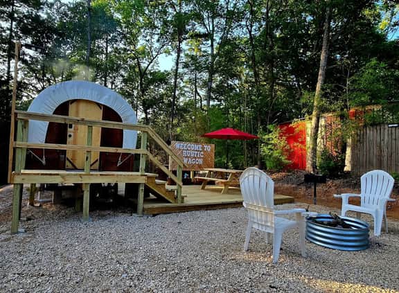 Rustic Wagon Glamping Hot Tub