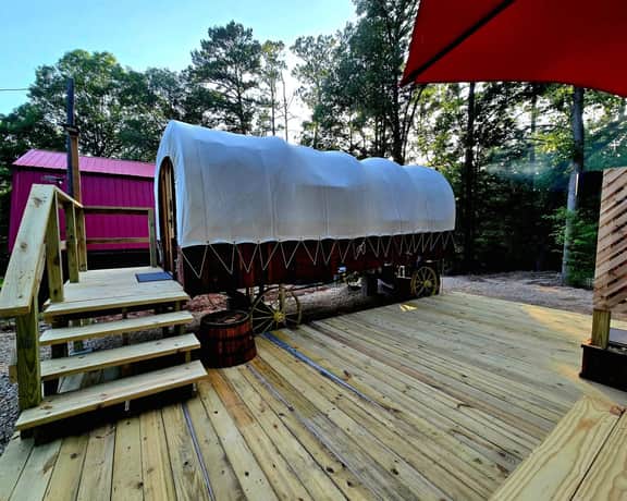 Rustic Wagon Glamping Hot Tub