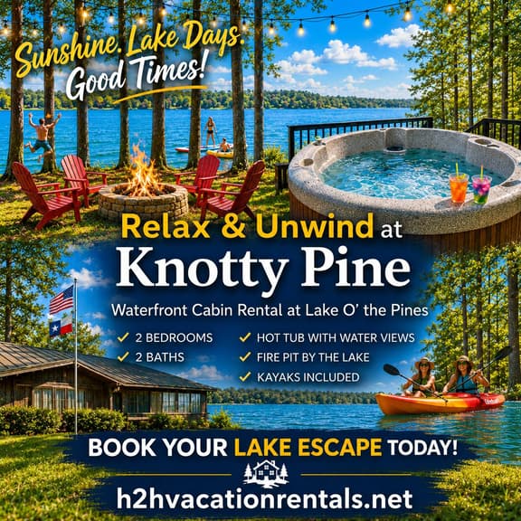 The Knotty Pine on Lake O the Pines Waterfront