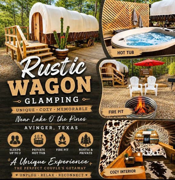 Rustic Wagon Glamping Hot Tub - Image 1